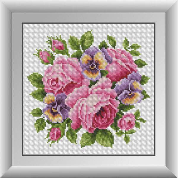 

30680 Розы с анютиными глазками. Dream Art. Набор алмазной живописи (квадратные, полная)
