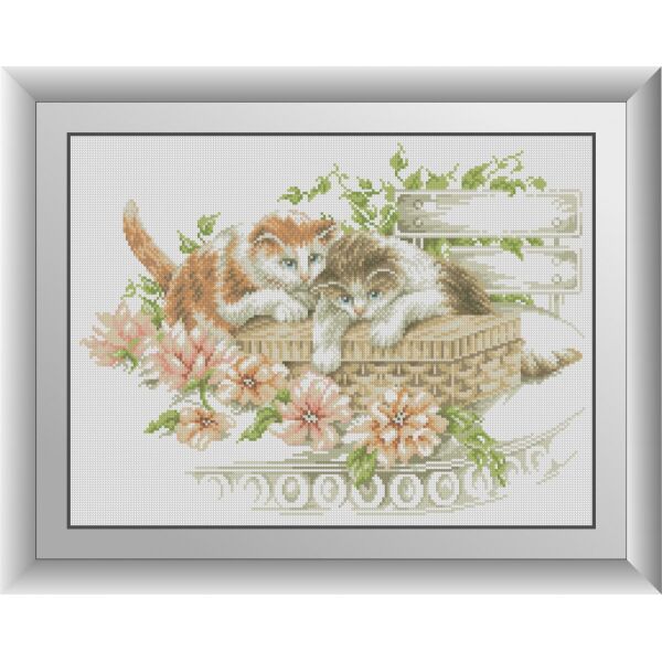 

30966 Котята в саду. Dream Art. Набор алмазной живописи (квадратные, полная)