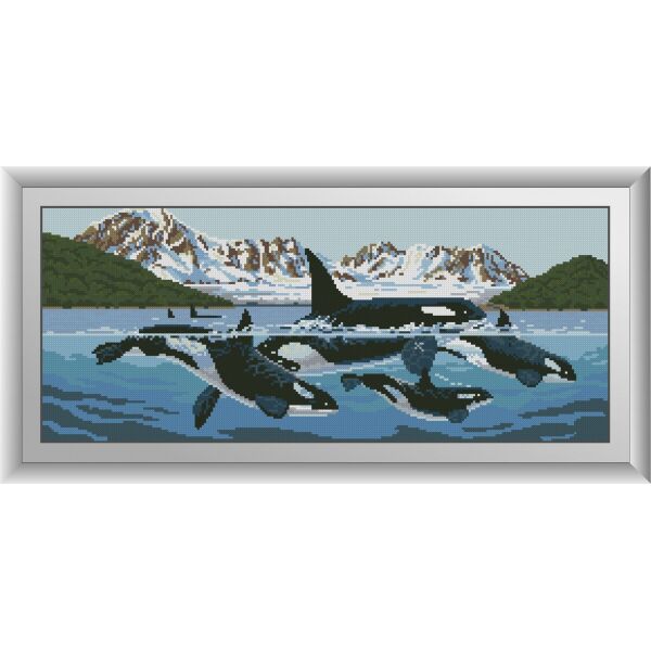 

30497 Семья касаток. Dream Art. Набор алмазной живописи (квадратные, полная)