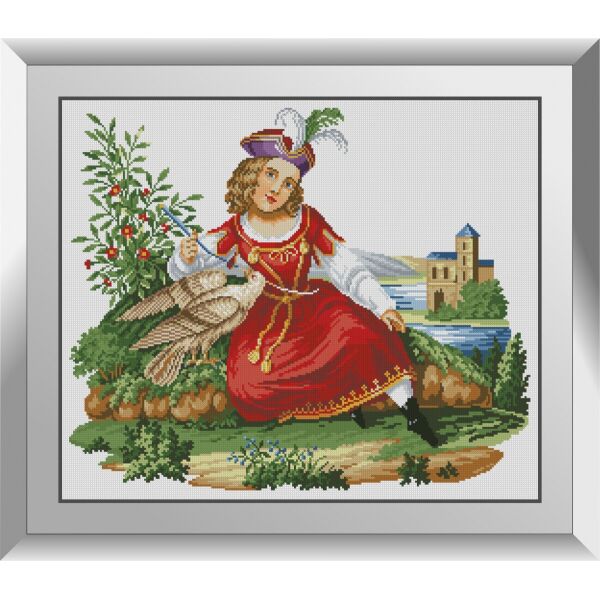 

31162 Девушка с соколом. Dream Art. Набор алмазной живописи (квадратные, полная)