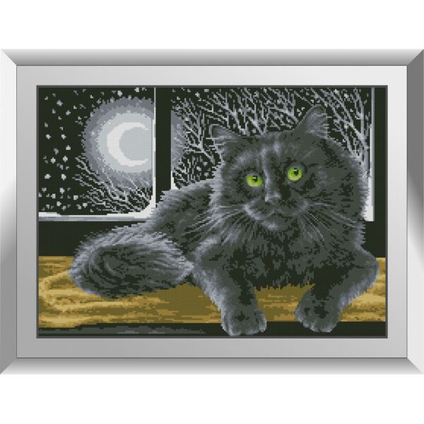 

31556 Кот в ночи. Dream Art. Набор алмазной живописи (квадратные, полная)