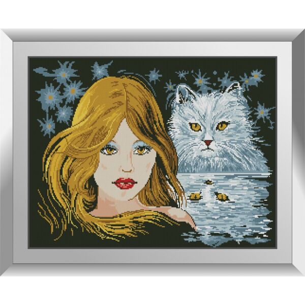 

31306 Портрет с кошкой. Dream Art. Набор алмазной живописи (квадратные, полная)