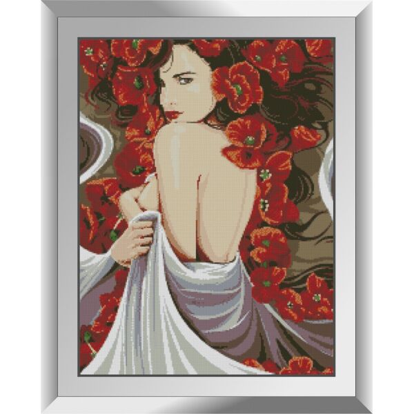 

31637 Девушка с маками. Dream Art. Набор алмазной живописи (квадратные, полная)
