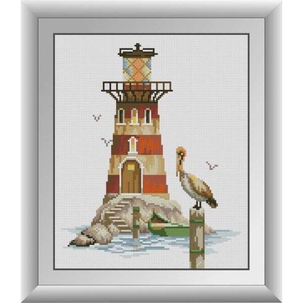 

30872 Маяк на побережье. Dream Art. Набор алмазной живописи (квадратные, полная)
