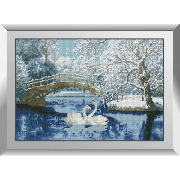 

31389 Пруд с лебедями. Dream Art. Набор алмазной живописи (квадратные, полная)