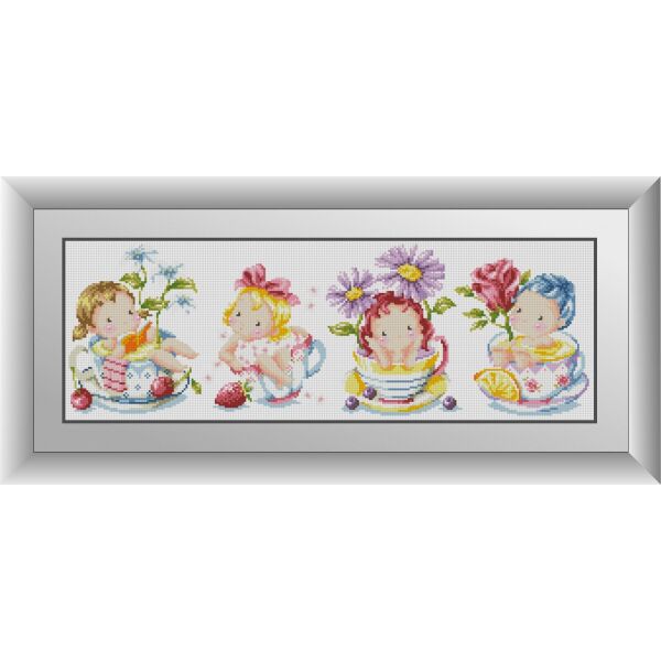 

30367 Девочки в чашках. Dream Art. Набор алмазной живописи (квадратные, полная)