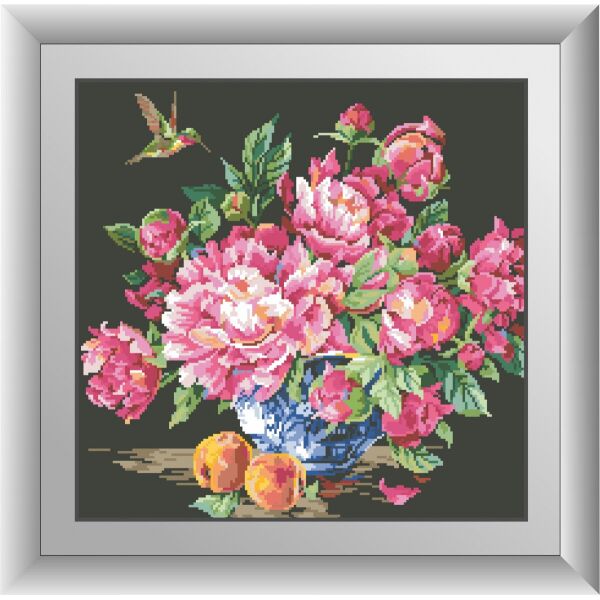 

30509 Колибри и пионы. Dream Art. Набор алмазной живописи (квадратные, полная)