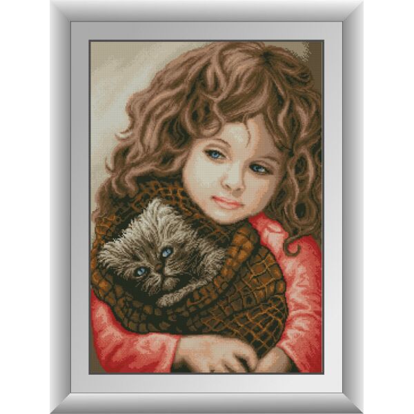 

30746 Девочка с кошкой. Dream Art. Набор алмазной живописи (квадратные, полная)