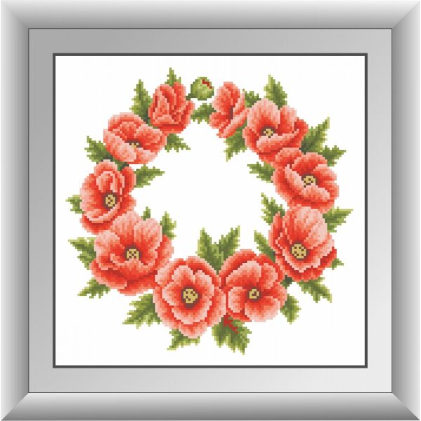 

30584 Венок с маками. Dream Art. Набор алмазной живописи (квадратные, полная)