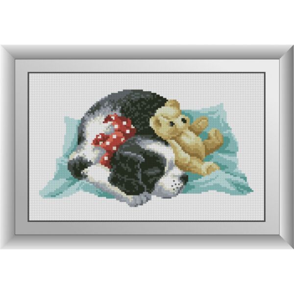

30587 Спящий щенок. Dream Art. Набор алмазной живописи (квадратные, полная)
