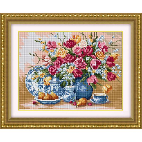 

30296 Букет срозами. Dream Art. Набор алмазной живописи (квадратные, полная)