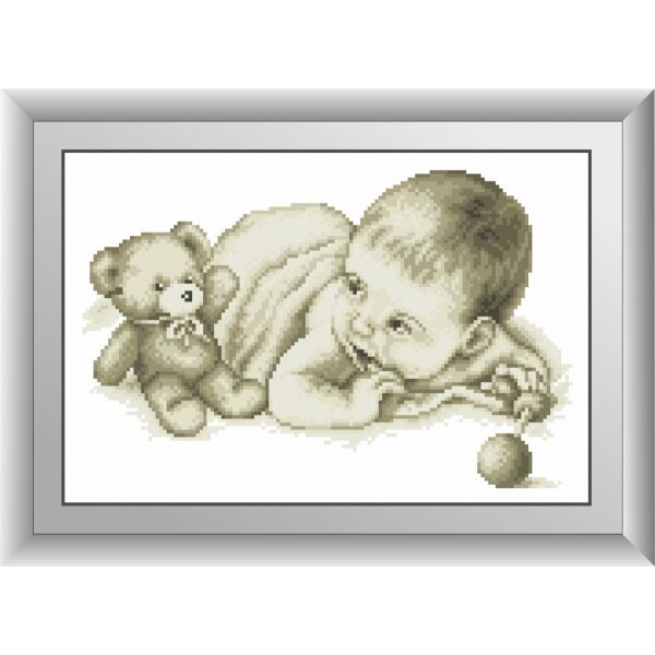 

30573 Малыш с мишкой. Dream Art. Набор алмазной живописи (квадратные, полная)