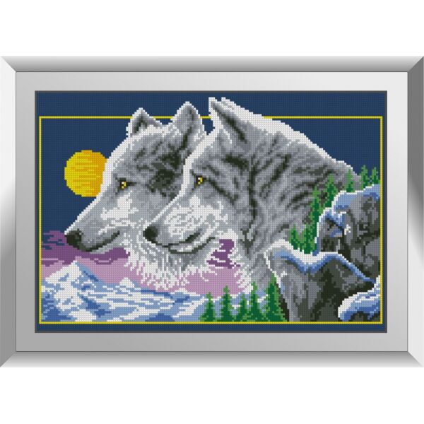 

31346 Волки в ночи. Dream Art. Набор алмазной живописи (квадратные, полная)