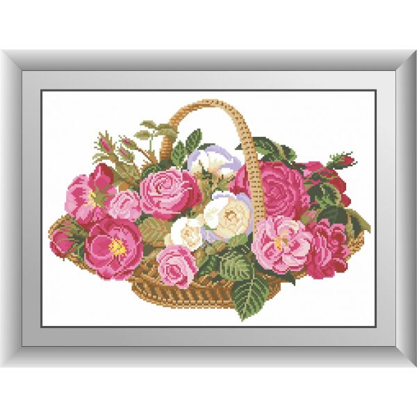 

30589 Корзина роз. Dream Art. Набор алмазной живописи (квадратные, полная)