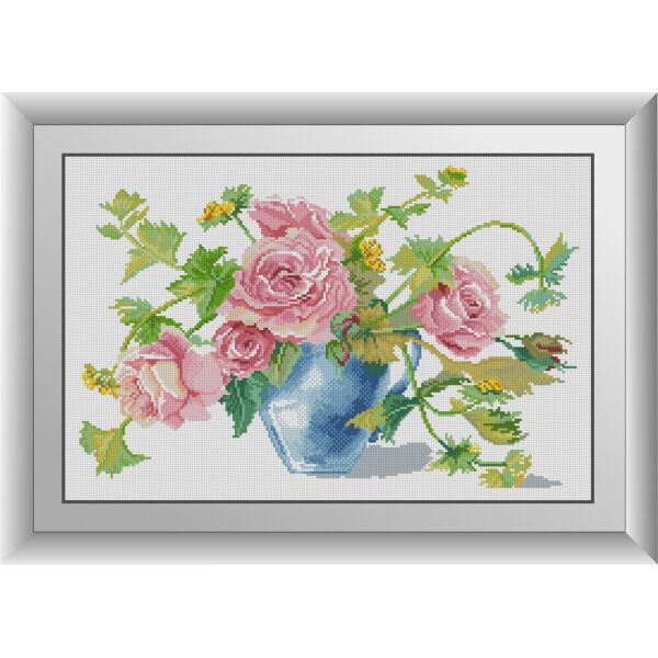 

30743 Розы в вазе. Dream Art. Набор алмазной живописи (квадратные, полная)