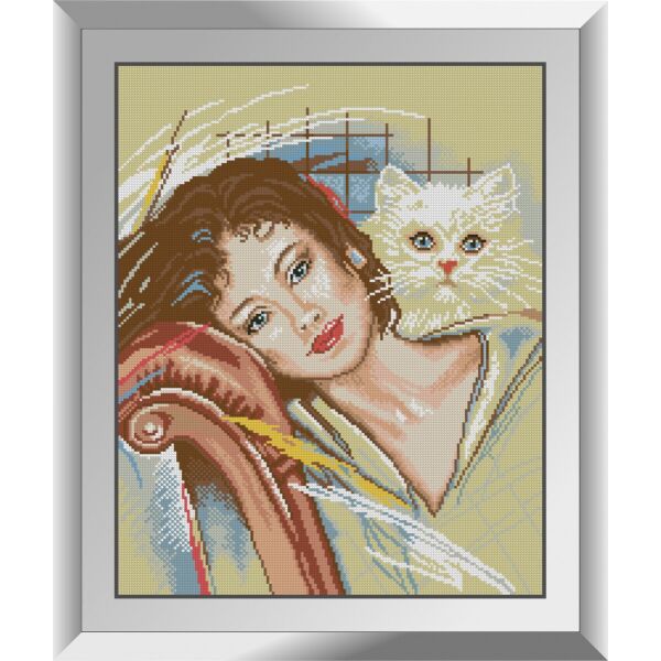 

31324 С кошкой. Dream Art. Набор алмазной живописи (квадратные, полная)