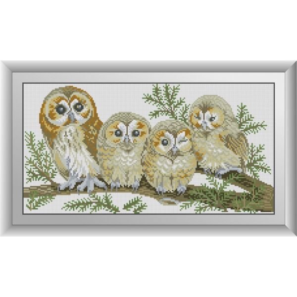 

30546 Семья сов. Dream Art. Набор алмазной живописи (квадратные, полная)