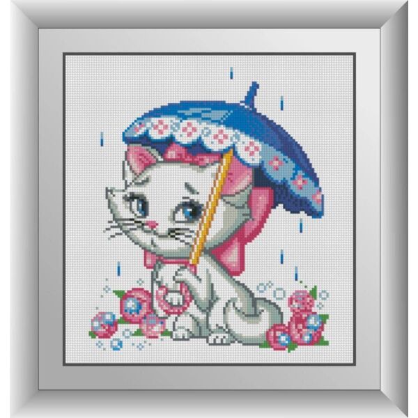 

30183 Кошка под зонтиком. Dream Art. Набор алмазной живописи (квадратные, полная)