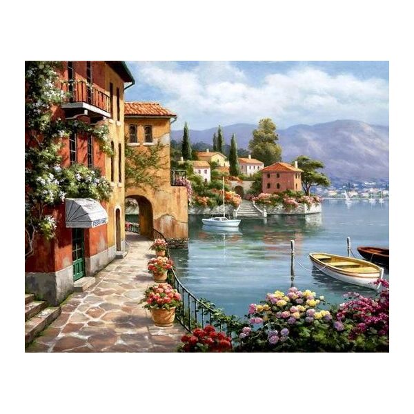 

Алмазная мозаика - Набережная в цветах 40x50 см
