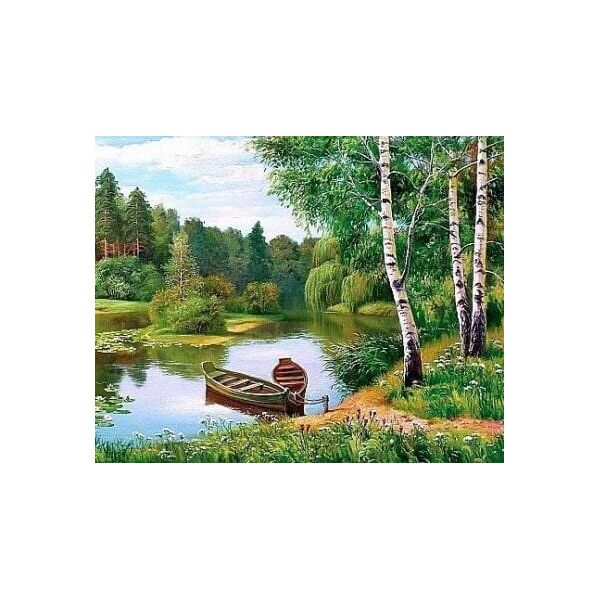 

Алмазная мозаика - Березы у реки 40x50 см