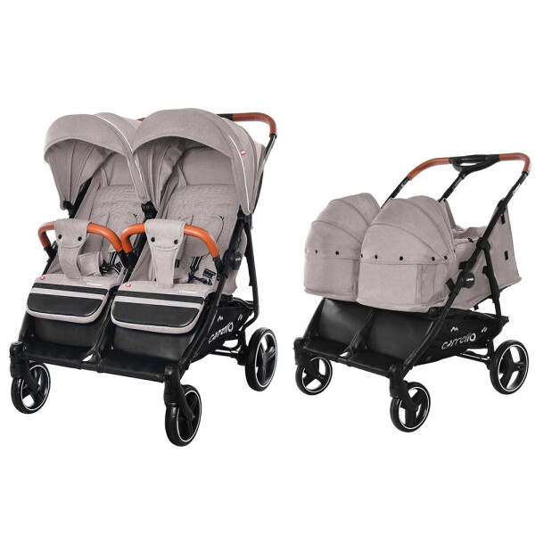 

Детская коляска прогулочная CARRELLO Connect CRL-5502/1 Cotton Beige для двойни, c переноской, в льне