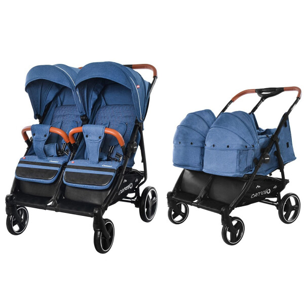 

прогулочная CARRELLO Connect CRL-5502/1 Evening Blue для двойни, c переноской, в льне
