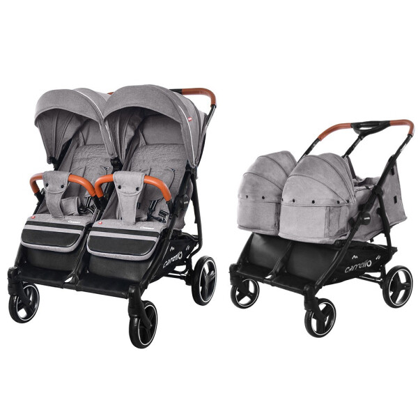 

Детская коляска прогулочная CARRELLO Connect CRL-5502/1 Rock Gray для двойни, c переноской, в льне