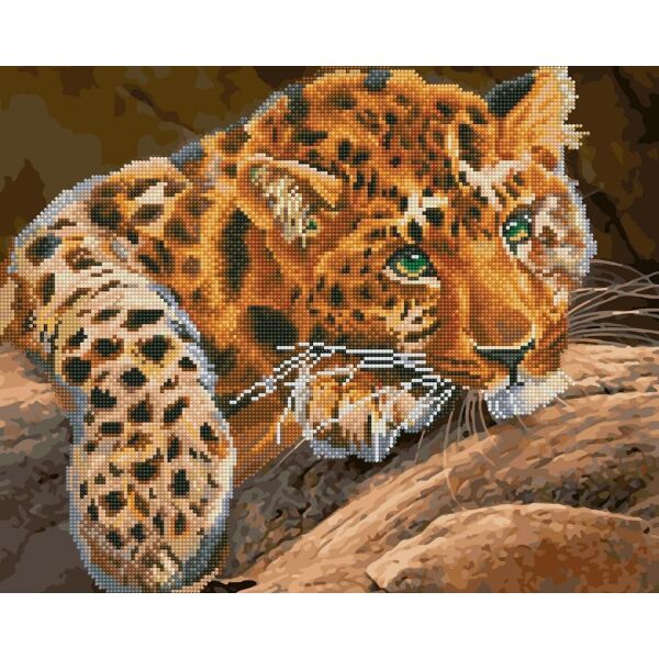 

Алмазная картина-раскраска -Зеленоглазый леопард 40x50 cм