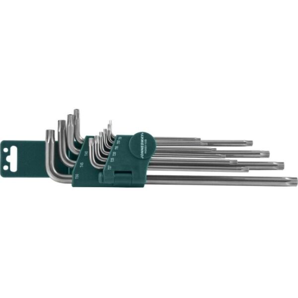 

Комплект угловых ключей "TORX" с центрированным штифтом EXTRA LONG Т9-Т50, 10 предметов S2 материал, H08S110S