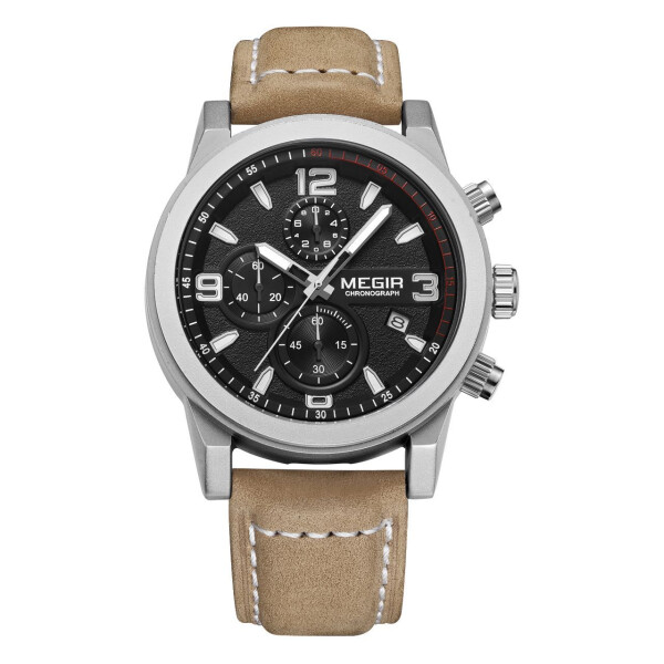 

Наручные часы Megir Silver Black Brown MG2026