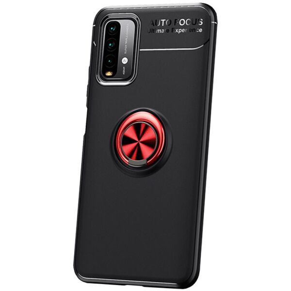 TPU чехол Deen ColorRing под магнитный держатель (opp) для Xiaomi Redmi 9 Power (Черный / Красный) (100068302)