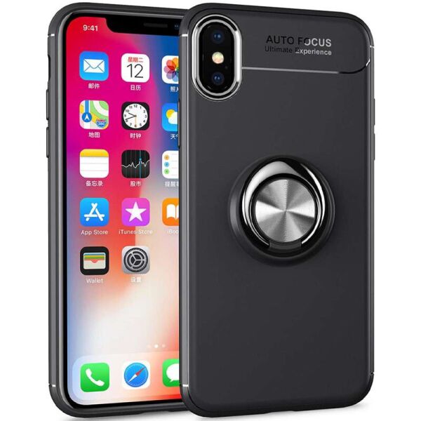 

TPU чехол Deen ColorRing под магнитный держатель (opp) для Apple iPhone XS Max (6.5") (Черный / Черный) (1104831)