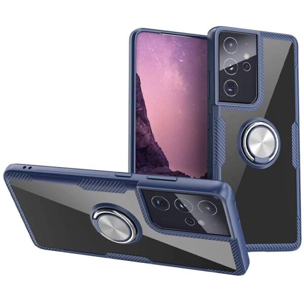 

TPU+PC чехол Deen CrystalRing for Magnet (opp) для Samsung Galaxy S21 Ultra (Бесцветный / Темно-синий) (1104751)