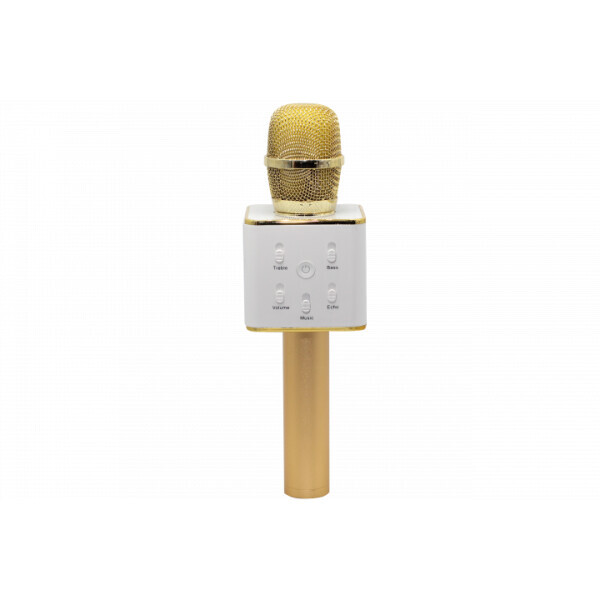 Акція на Беспроводной караоке микрофон с встроенными динамиками Bluetooth USB Q7 UTM в чехле Gold (1743-DM) від Allo UA