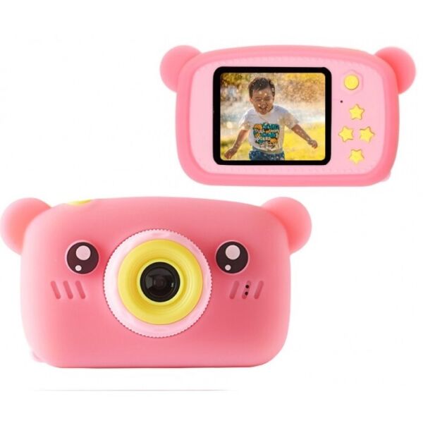 Акция на Детская Фото видео камера Smart Kids Funny Bear Plus Противоударный Фотоаппарат Full HD 1920x1080P Pink (7108765-DPZ) от Allo UA