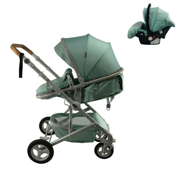 

Коляска 3в1 Belecoo 530D Бирюзовая с Зонтом черным