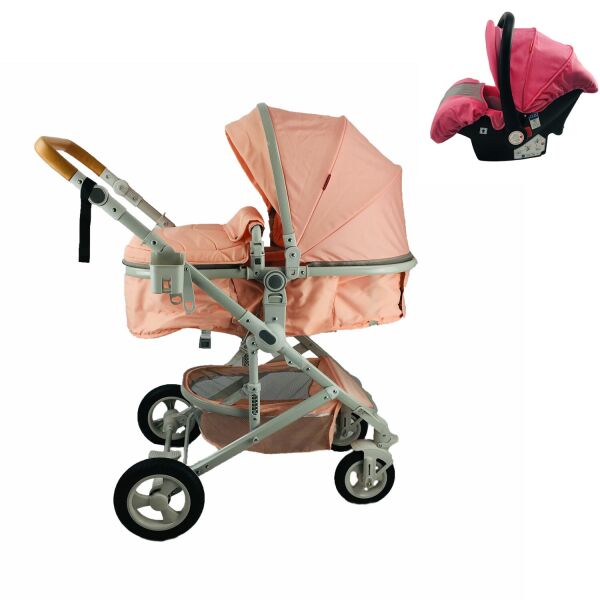 

Коляска 3в1 Belecoo 530D Розовая с Зонтом черным