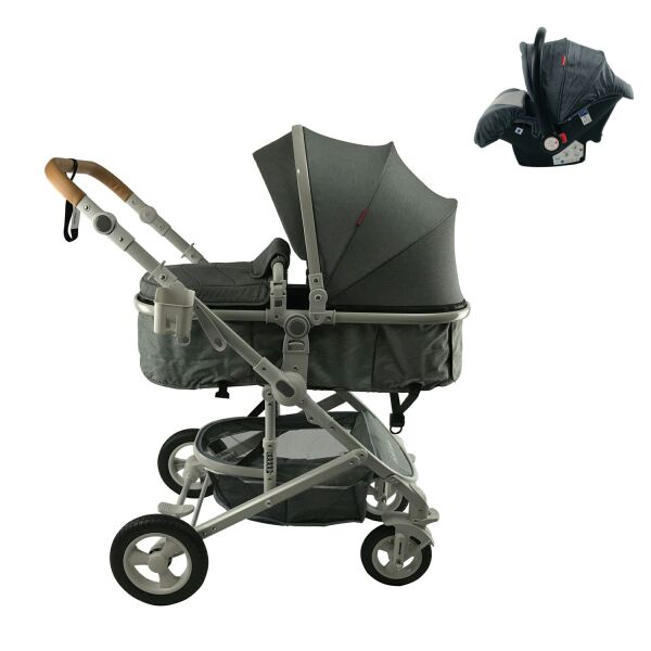 

Коляска 3в1 Belecoo 530D Серая с Удлинителем капа
