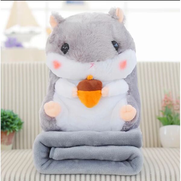 

Мягкая игрушка Хомяк 3 в 1 с пледом BabySweet 40 см Grey (5656G-FL)