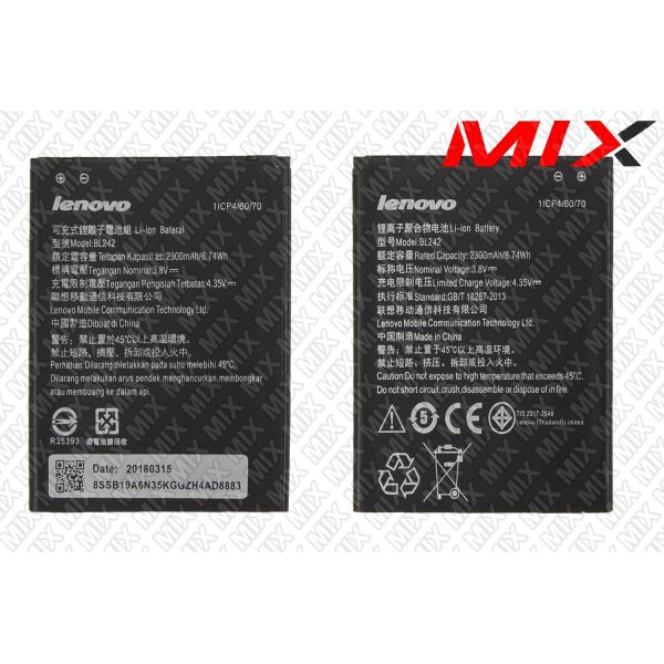 

Батарея для LENOVO BL242 LENOVO A6000, A6010, K3 (K30-T) Li-ion 3.8V 2300mAh 7918000 Original