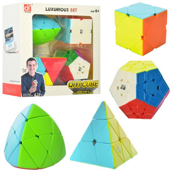 

Подарочный набор головоломок Кубик Рубика Фирменный QIYI Cube 4 шт Megaminx, Pyraminx, Skewb, Mastermorphix с инструкцией по сборке (EQY528-RT)