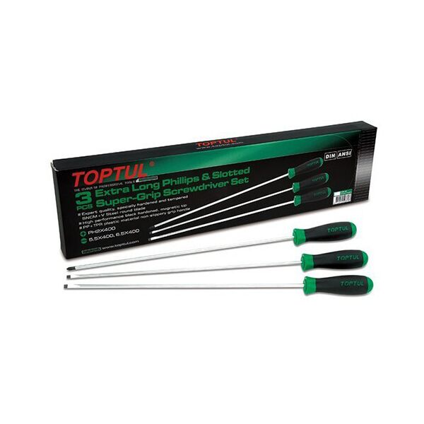 

Набор отверток длинных 3ед. TOPTUL (PH1x250, PH2x250, SL5,5x400) GAAE0305