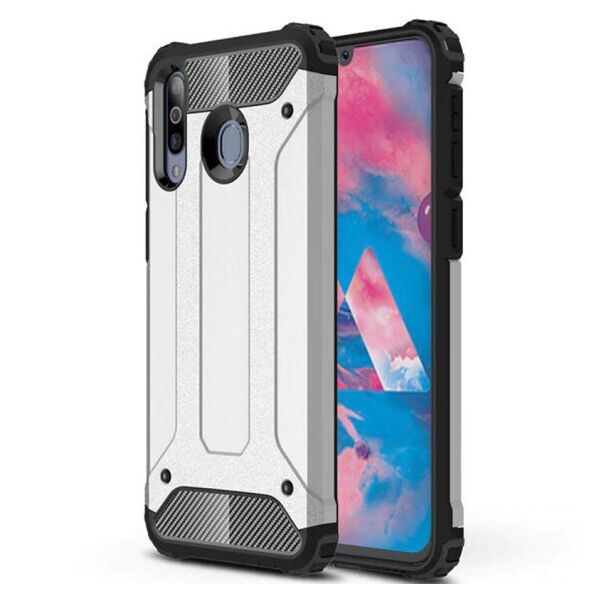 

Бронированный противоударный TPU+PC чехол Immortal для Samsung Galaxy M30 (Серебряный)