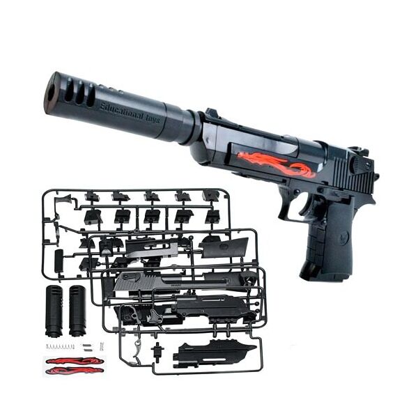 

Конструктор пистолет детский на пульках Desert Eagle с глушителем DIY