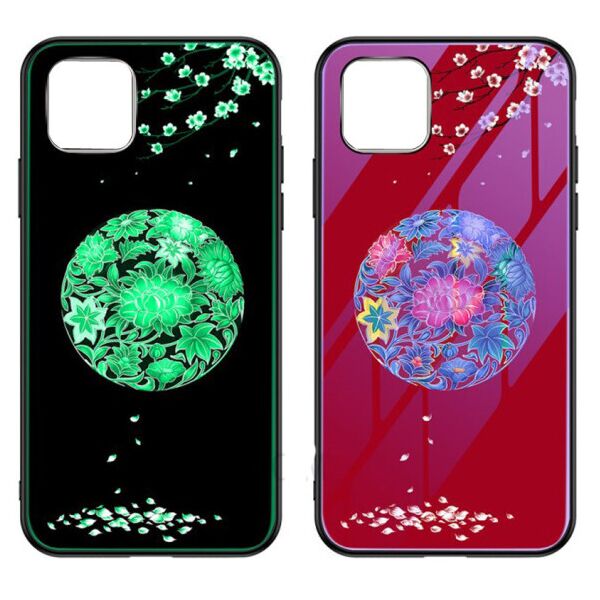 

TPU+Glass чехол светящийся в темноте для Apple iPhone 11 Pro Max (6.5") Цветное плетение / Красный