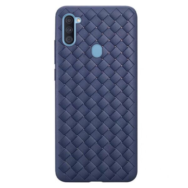 

Силиконовый чехол Weaving series плетеный под кожу для Samsung Galaxy A11 (Синий)