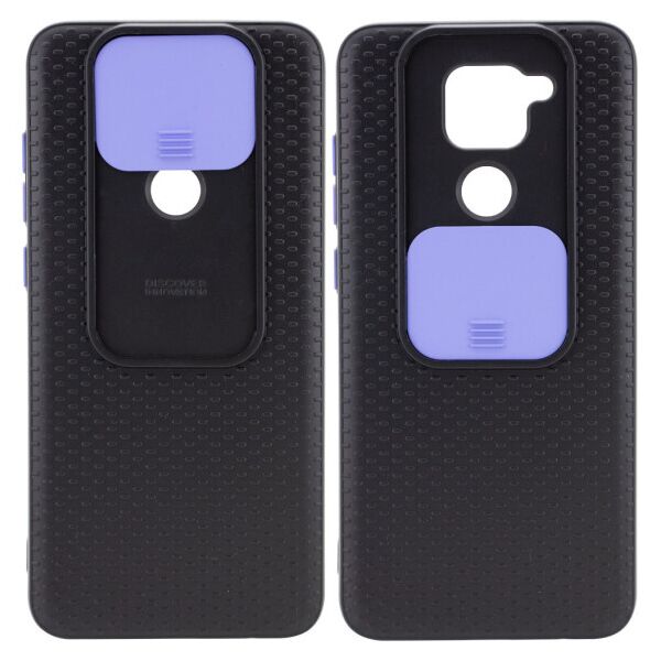 

Силиконовый чехол Camshield Black со шторкой защищающей камеру для Xiaomi Redmi Note 9 / Redmi 10X (Черный / Сиреневый)