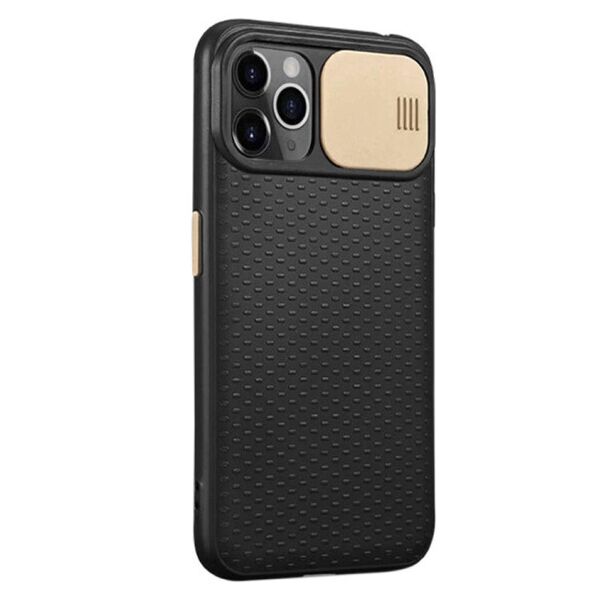 

Силиконовый чехол Camshield Black со шторкой защищающей камеру для Apple iPhone 11 Pro Max (6.5") (Черный / Золотой)