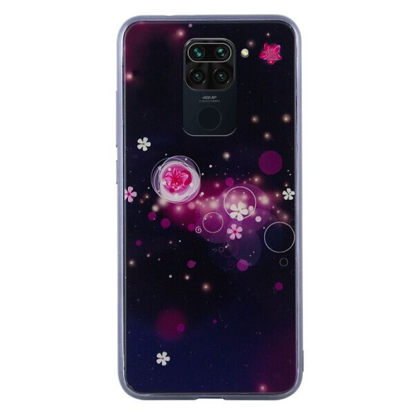

TPU+Glass чехол Fantasy с глянцевыми торцами для Xiaomi Redmi Note 9 / Redmi 10X Пузырьки и цветы