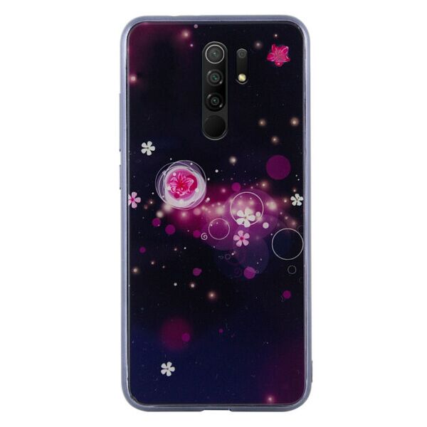 

TPU+Glass чехол Fantasy с глянцевыми торцами для Xiaomi Redmi 9 Пузырьки и цветы